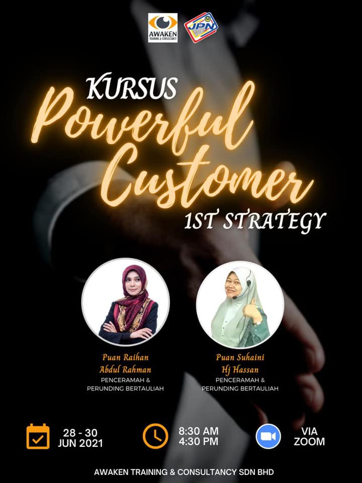 Kursus Powerful Customer 1st Strategy Jabatan Pendaftaran Negara Negeri Sembilan Pada 28 hingga 30 Jun 2021